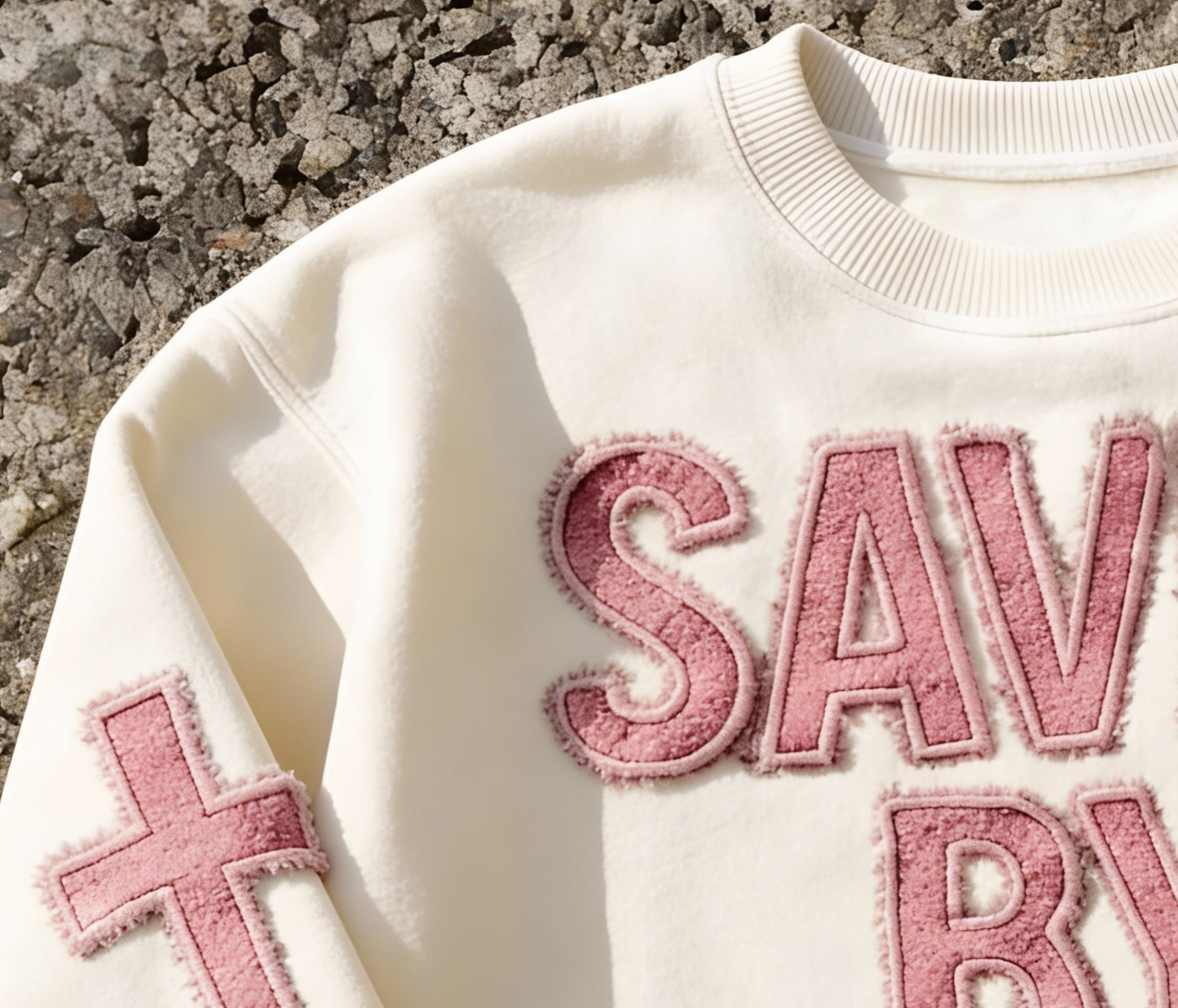 Saved By Jesus Ultra-Soft Sweatshirt- Cream