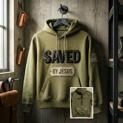 Saved by Jesus Olive Hoodie