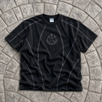 Broken Chains Embroidered Tee – Washed Black