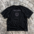Broken Chains Embroidered Tee – Washed Black