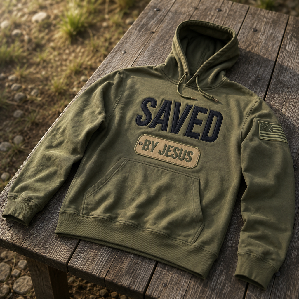 Saved by Jesus Olive Hoodie