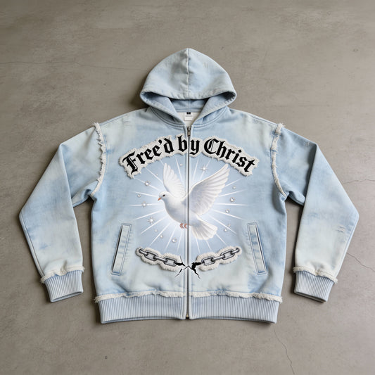 Free’d by Christ — Heavy Frayed Seam Zip Hoodie