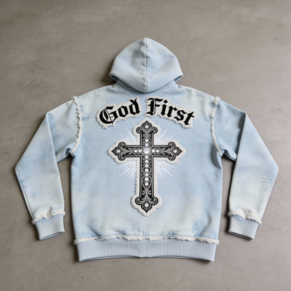 Free’d by Christ — Heavy Frayed Seam Zip Hoodie