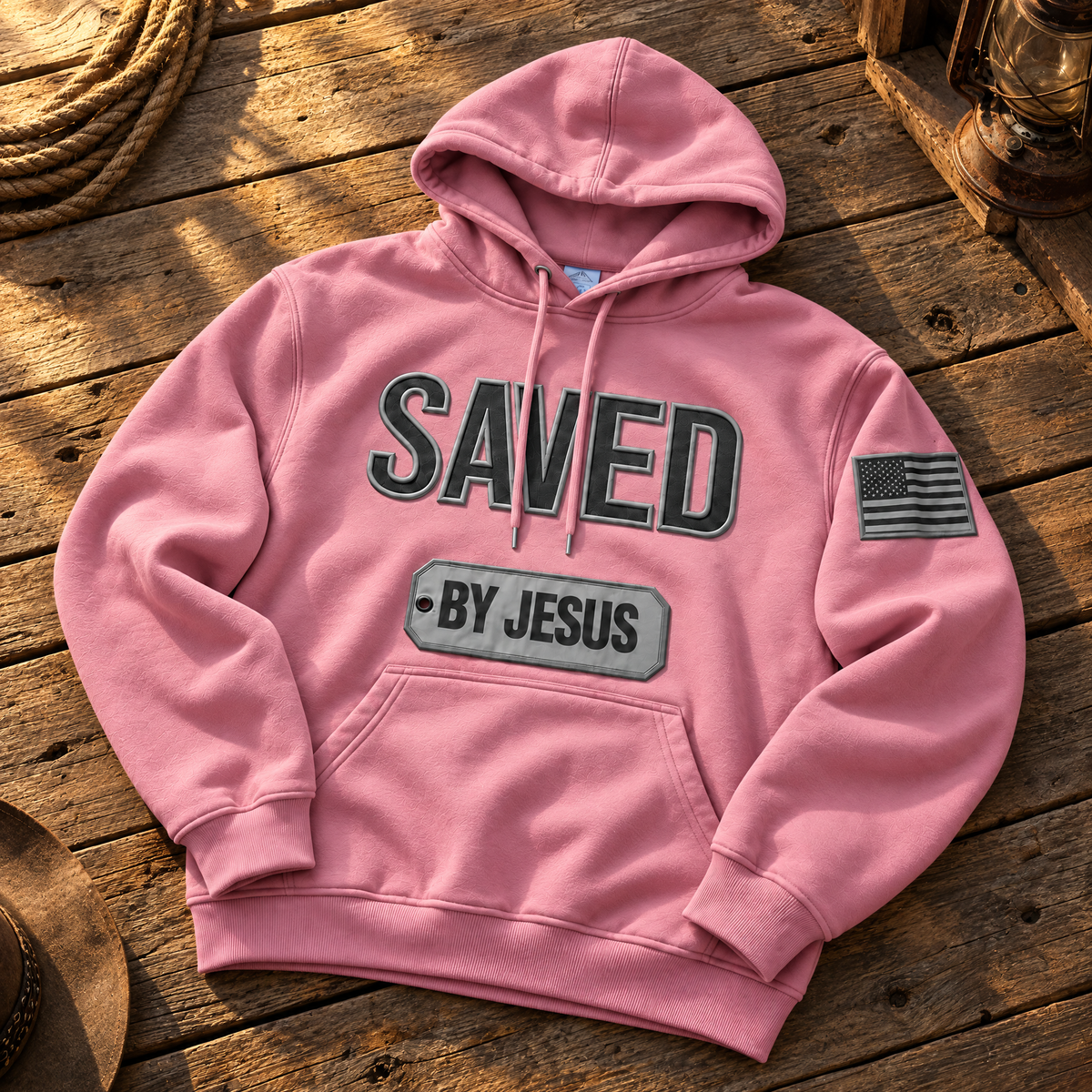 Saved by Jesus Hoodie — Pink
