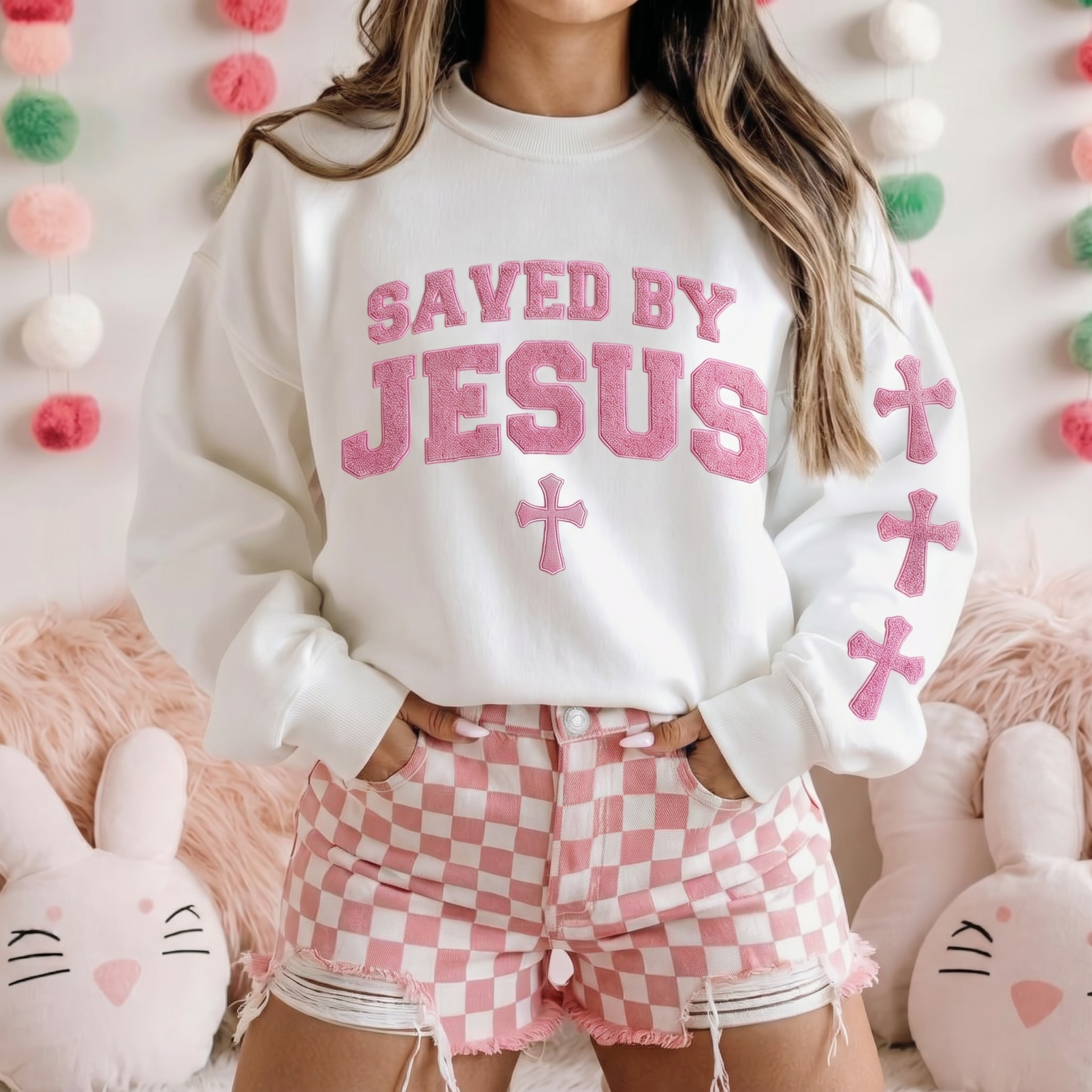 Daughter of Grace Sweater – Cream / Pink