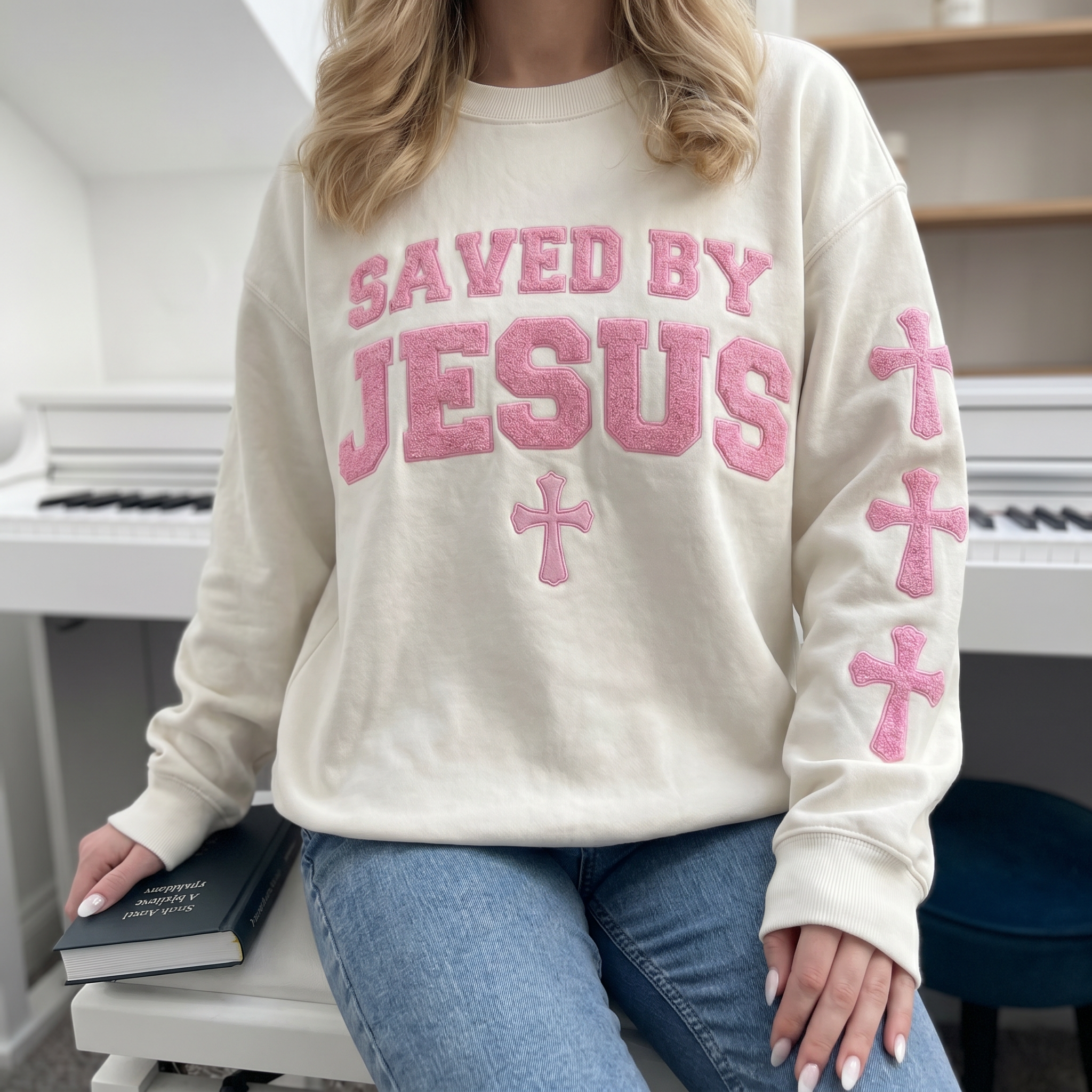 Daughter of Grace Sweater – Cream / Pink