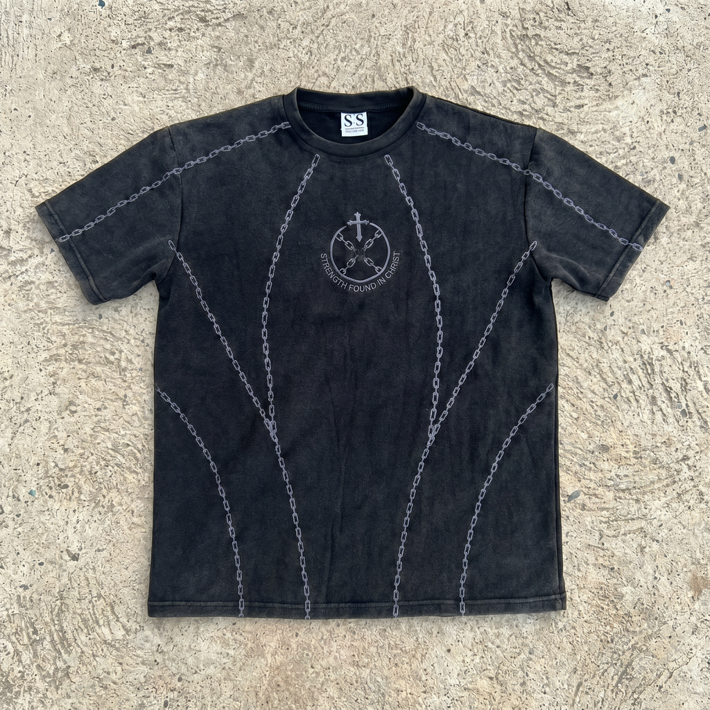 Broken Chains Tee – Washed Black / Grey