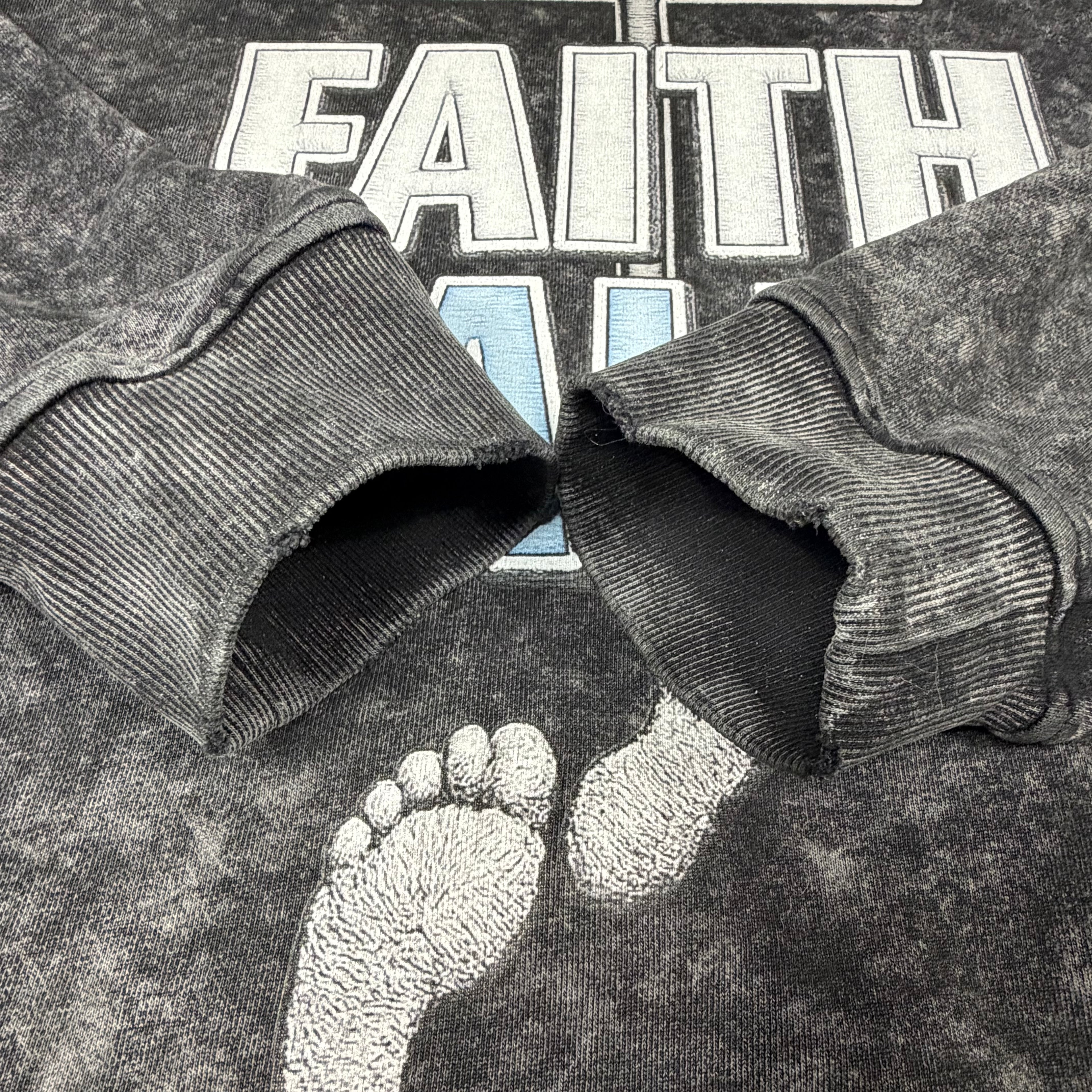 Faith Walks Snow Washed Crewneck