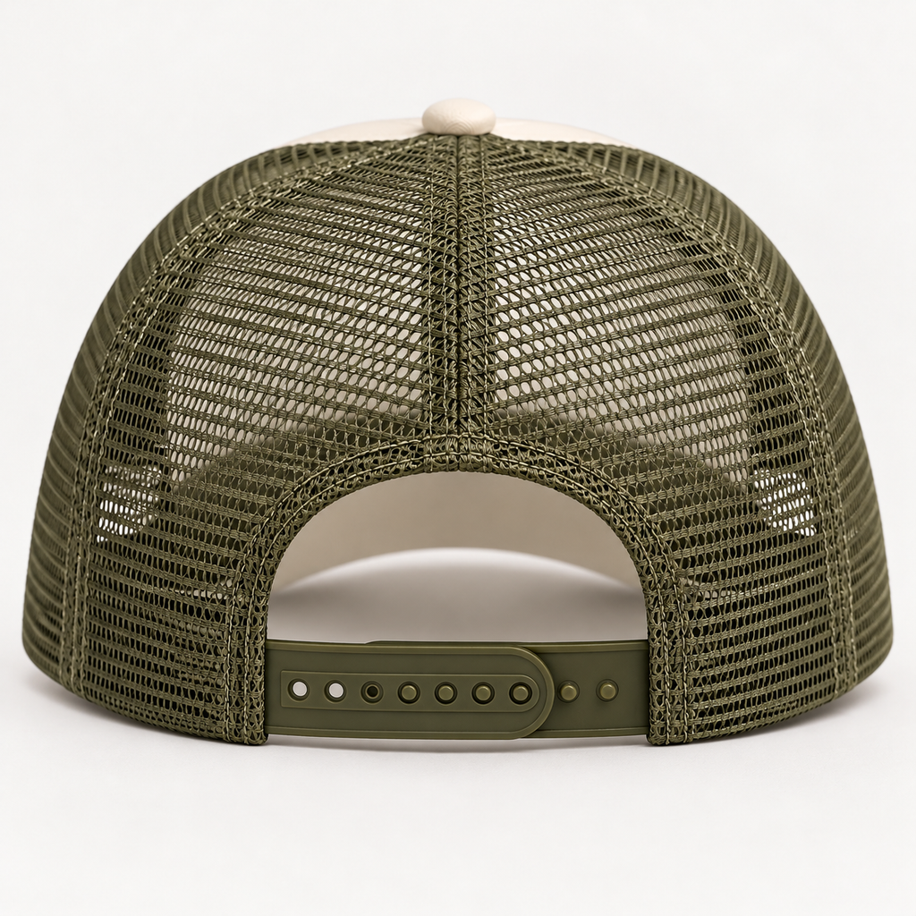 Saved by Jesus Embroidered Rope Trucker Hat – Cream & Olive