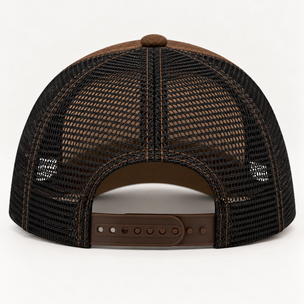 Saved by Jesus Leather-Look Patch Trucker Hat – Brown & Black