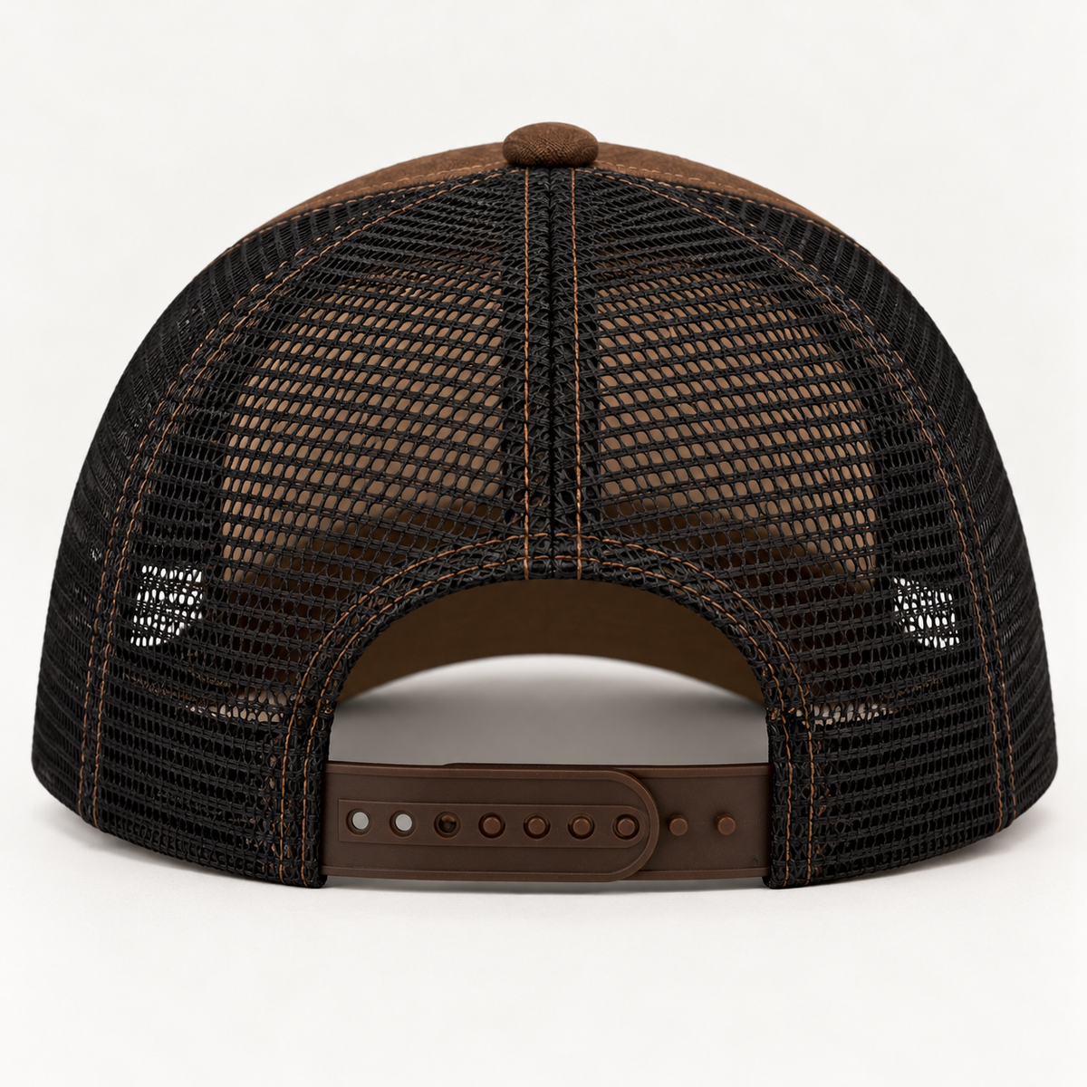 Saved by Jesus Leather-Look Patch Trucker Hat – Brown & Black