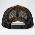 Saved by Jesus Embroidered Trucker Hat – Tan & Black