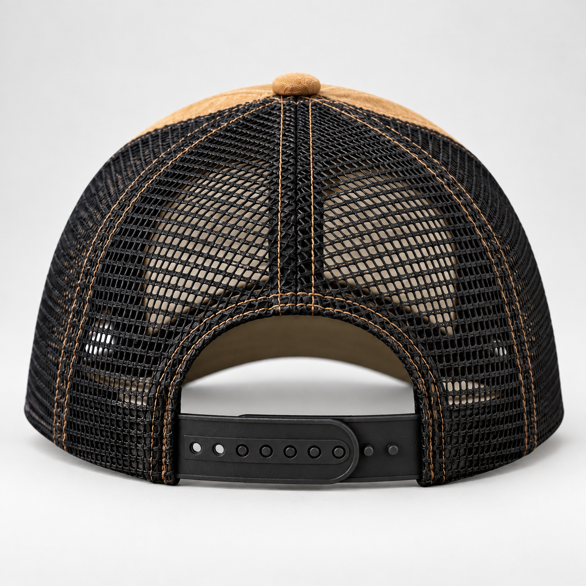 Saved by Jesus Embroidered Trucker Hat – Tan & Black