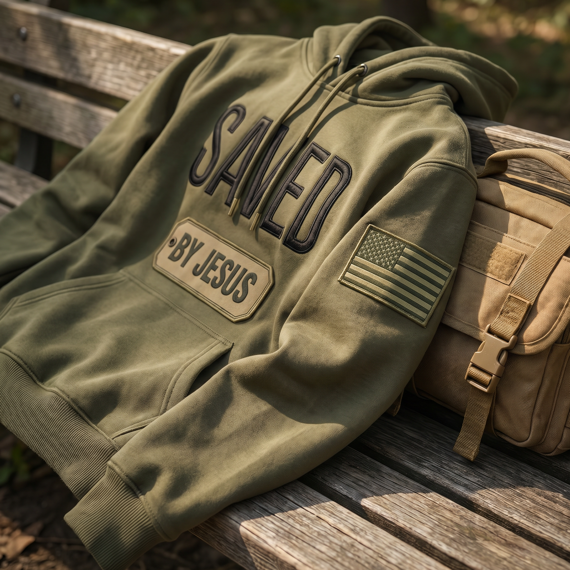 Saved by Jesus Olive Hoodie