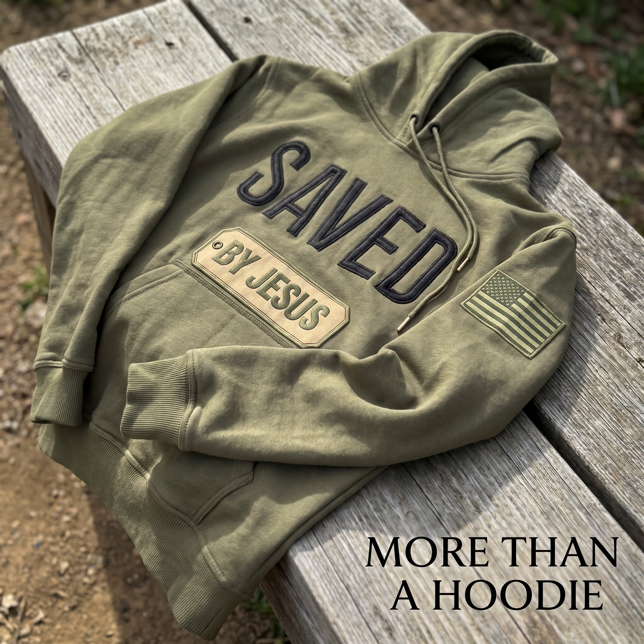 Saved by Jesus Olive Hoodie