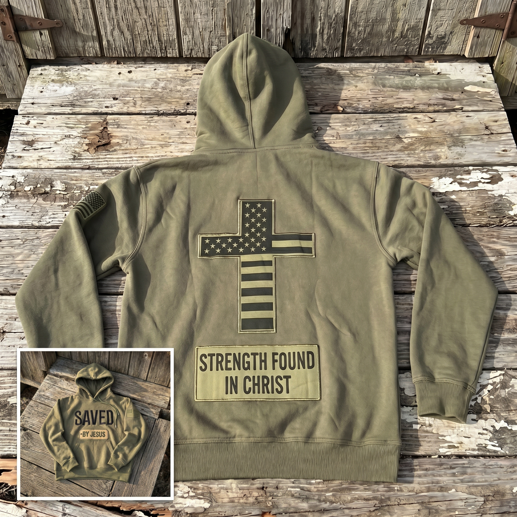 Saved by Jesus Olive Hoodie