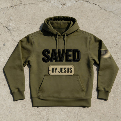 Saved by Jesus Olive Hoodie