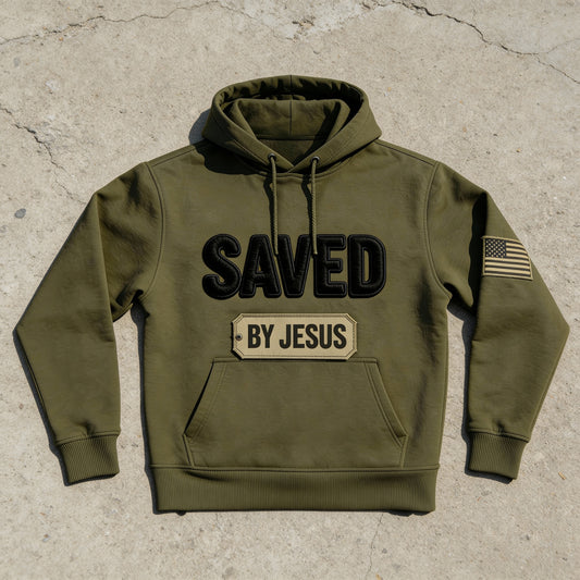 Saved by Jesus Olive Hoodie