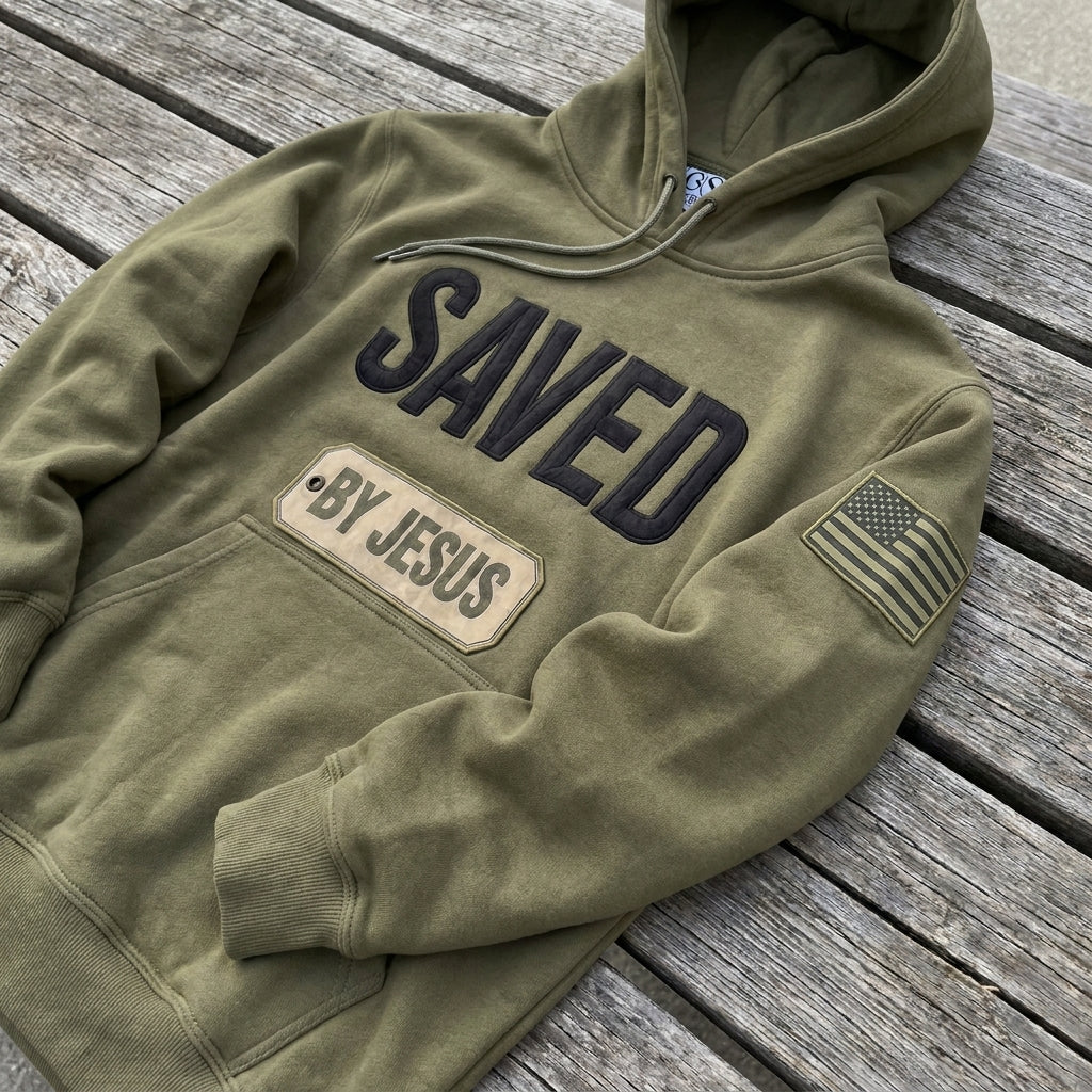 Saved by Jesus Olive Hoodie
