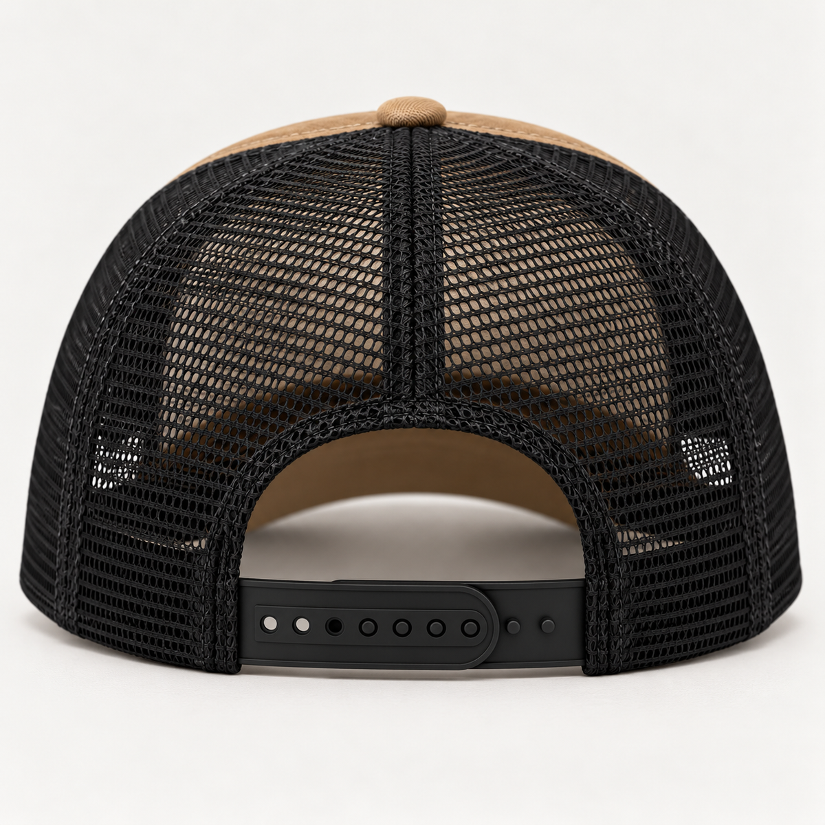 Saved by Jesus Script Patch Trucker Hat – Tan & Black