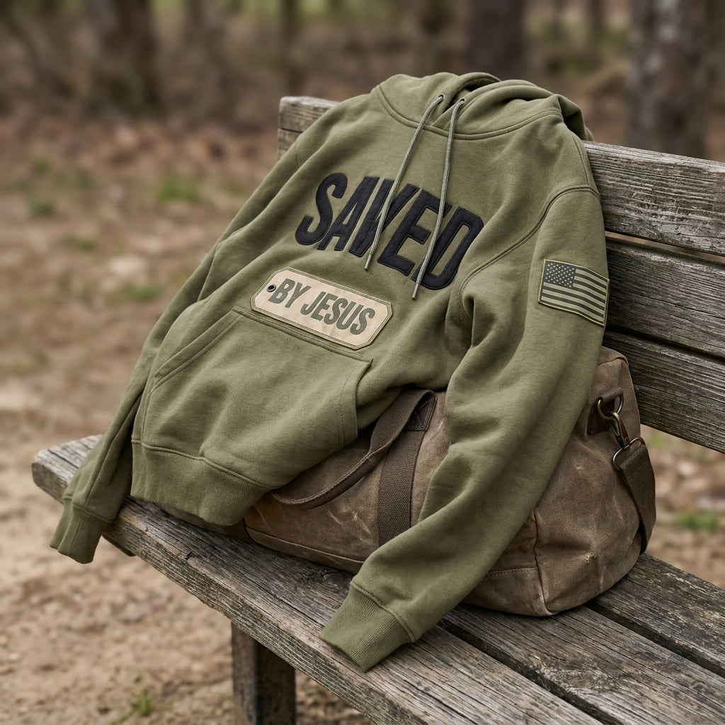 Saved by Jesus Olive Hoodie