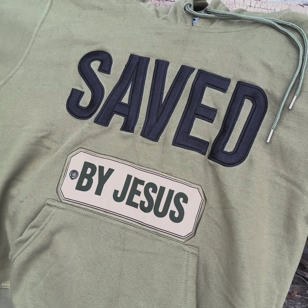 Saved by Jesus Olive Hoodie