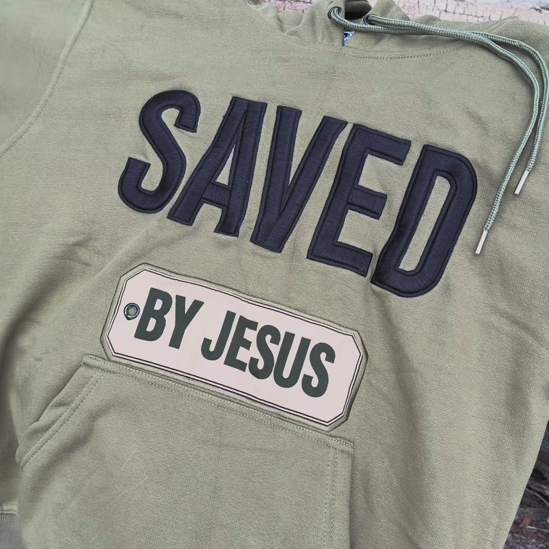 Saved by Jesus Olive Hoodie